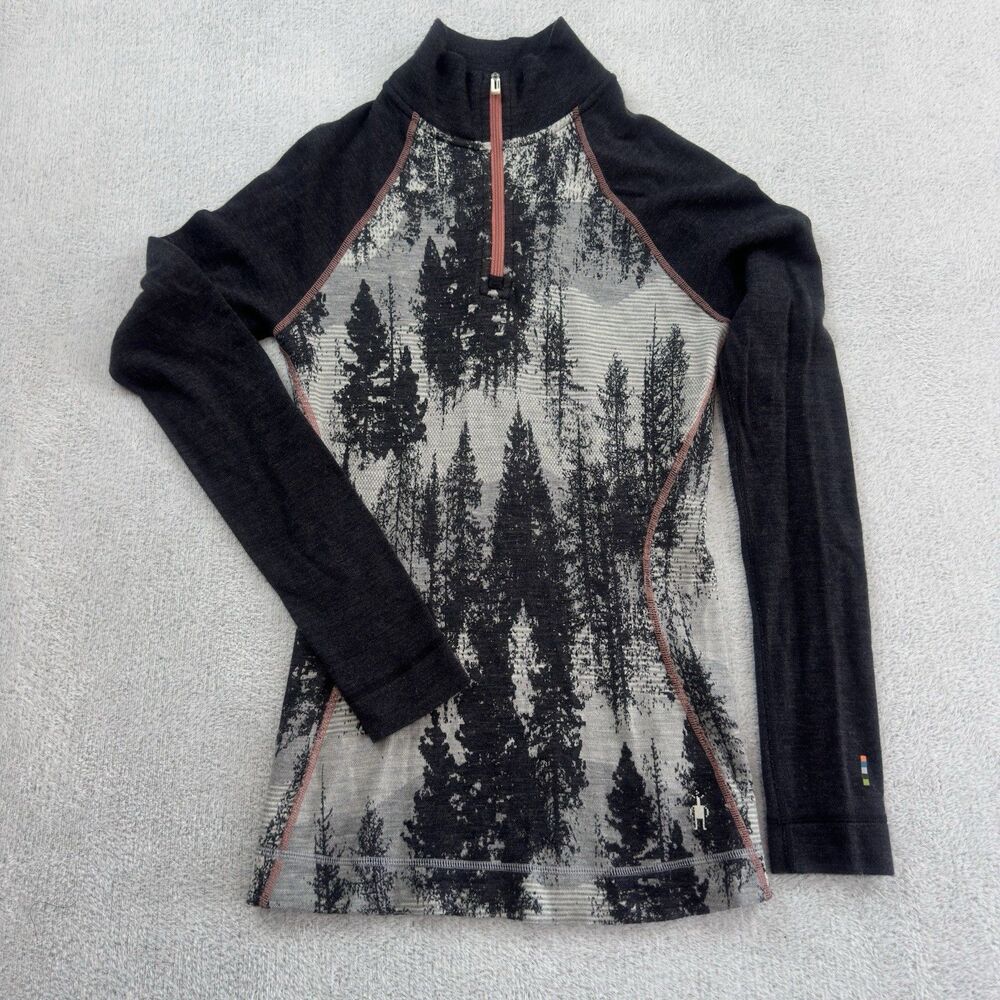 Smartwool Merino 250 Baselayer 1/4 Zip Gray Eclipse Fairisle Size XS SW016375